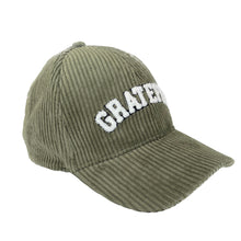 Load image into Gallery viewer, corduroy hat: olive green grateful