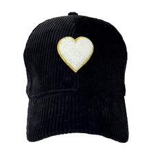 Load image into Gallery viewer, corduroy hat: black heart