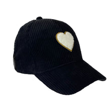 Load image into Gallery viewer, corduroy hat: black heart