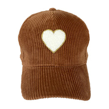 Load image into Gallery viewer, corduroy hat: brown heart