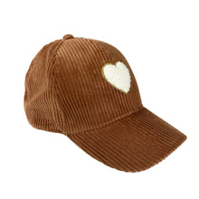 Load image into Gallery viewer, corduroy hat: brown heart