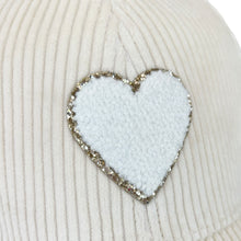 Load image into Gallery viewer, corduroy hat: cream heart