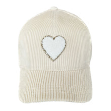 Load image into Gallery viewer, corduroy hat: cream heart