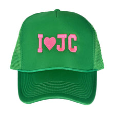 Load image into Gallery viewer, trucker hat: green i love jc