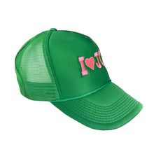 Load image into Gallery viewer, trucker hat: green i love jc