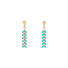 Load image into Gallery viewer, vine turquoise enamel earrings