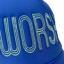 Load image into Gallery viewer, trucker hat: royal blue worship
