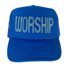 Load image into Gallery viewer, trucker hat: royal blue worship