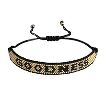 Load image into Gallery viewer, Goodness Gold and Black beaded adjustable bracelet.