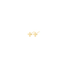Load image into Gallery viewer, 14k gold small, minimalist cross earrings