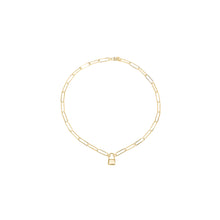 Load image into Gallery viewer, 14k gold bold chain, Christian necklace with lock charm