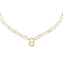Load image into Gallery viewer, 14k gold chunky chain necklace with lock charm