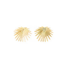 Load image into Gallery viewer, 14k gold palm leaf stud earrings