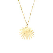 Load image into Gallery viewer, 14k gold, vintage looking palm leaf pendant necklace
