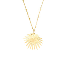 Load image into Gallery viewer, 14k gold, vintage looking palm leaf pendant necklace