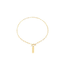 Load image into Gallery viewer, Contemporary gold layering chain, Christian necklace with Complete hand stamped on hanging tag with toggle closure
