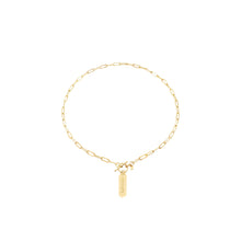 Load image into Gallery viewer, Contemporary gold layering chain, Christian necklace with Complete hand stamped on hanging tag with toggle closure