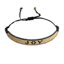 Load image into Gallery viewer, Joy Gold and Black beaded adjustable bracelet.