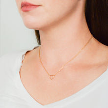 Load image into Gallery viewer, Dainty, 14k gold-plated heart necklace
