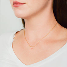 Load image into Gallery viewer, Dainty, 14k gold-plated heart necklace