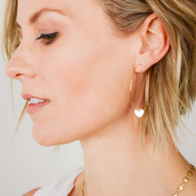 Load image into Gallery viewer, 14k gold-plated heart wire hoops