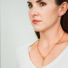 Load image into Gallery viewer, 14k gold bold chain, Christian necklace with hand-stamped tag with word Daughter