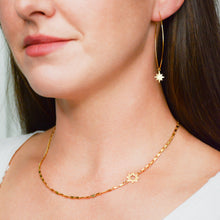 Load image into Gallery viewer, Wire elongated, hoop earrings with star charm