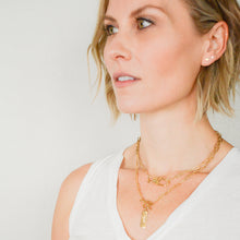 Load image into Gallery viewer, 14k gold bold chain, Christian necklace with hand-stamped tag with words Child of God