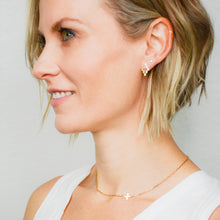 Load image into Gallery viewer, gold, punched-out cross stud earrings