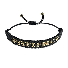 Load image into Gallery viewer, Patience Gold and Black beaded adjustable bracelet.