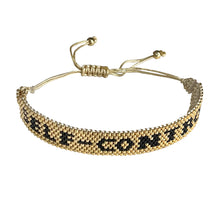 Load image into Gallery viewer, Self-Control Gold and Black beaded adjustable bracelet.