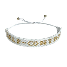 Load image into Gallery viewer, Self-Control Gold and White beaded adjustable bracelet.
