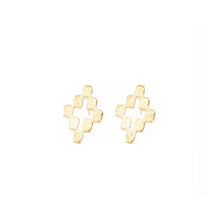 Load image into Gallery viewer, 14k gold, faith inspired, cross stud earrings