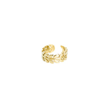 Load image into Gallery viewer, 14k gold, faith inspired, leaf adjustable ring