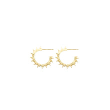 Load image into Gallery viewer, 14k gold, faith inspired, sunburst hoop earrings