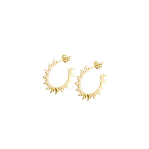 14k gold, Christian jewelry, rays of light hoop earrings