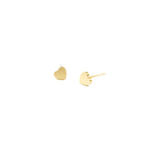 Load image into Gallery viewer, 14k gold, faith inspired, pretty but simple heart stud earrings