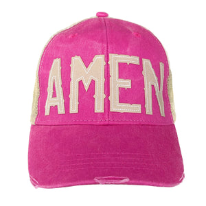 amen pink trucker hat