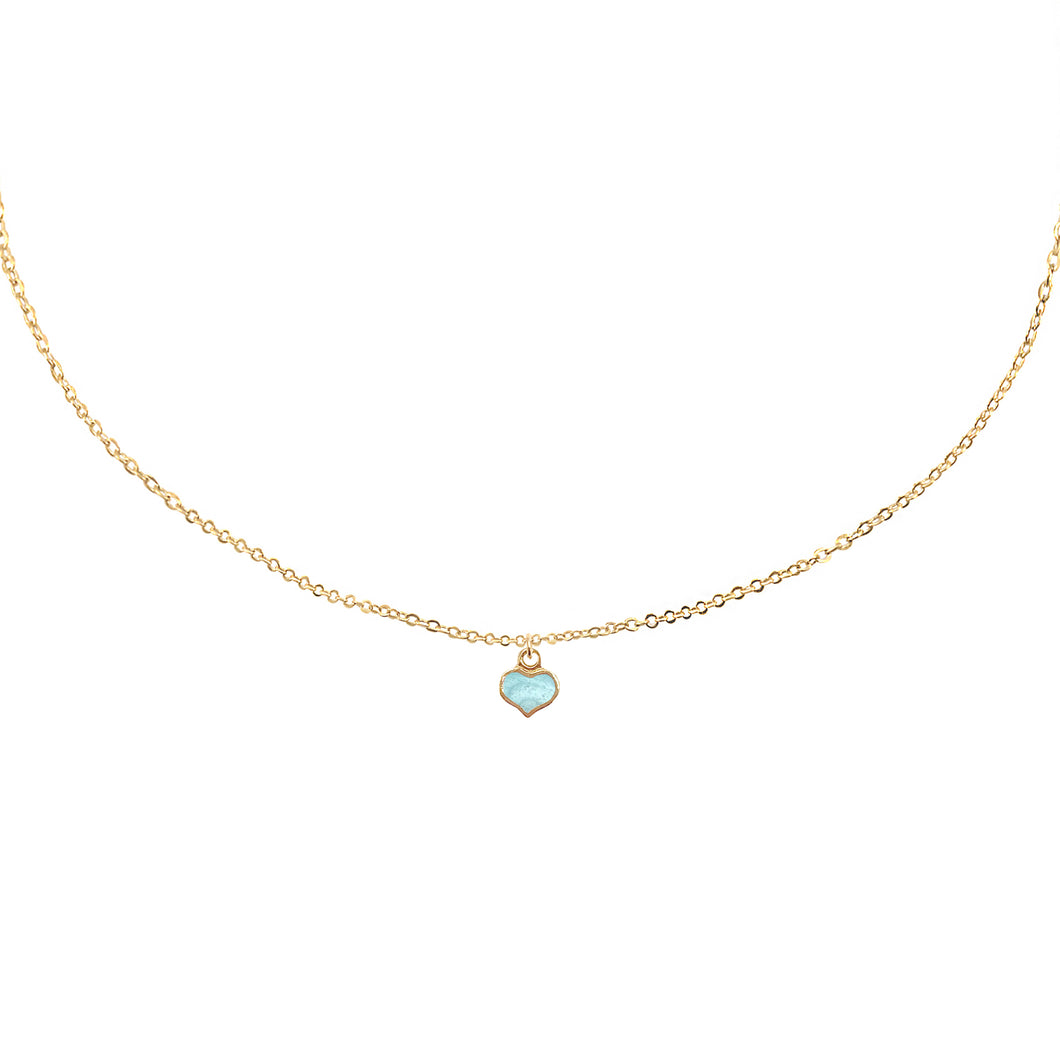 heart child's enamel blue necklace