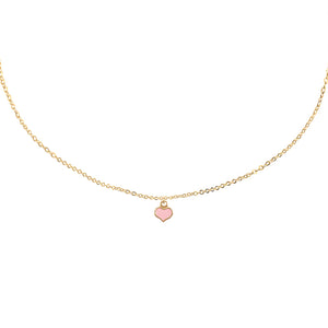 heart child's enamel pink necklace
