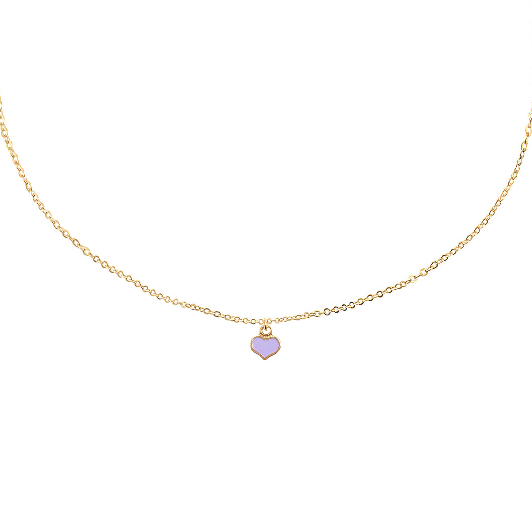 heart child's enamel purple necklace