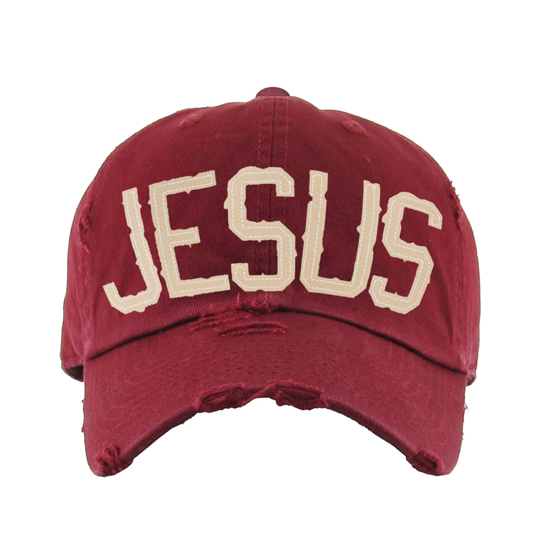 jesus cranberry red hat