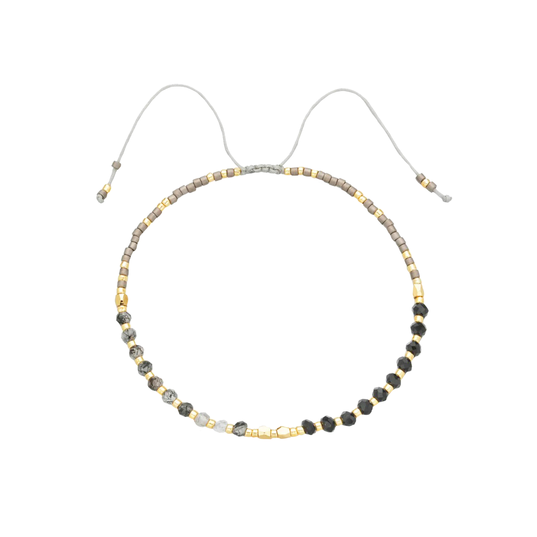 layering bracelet mixed gold + black