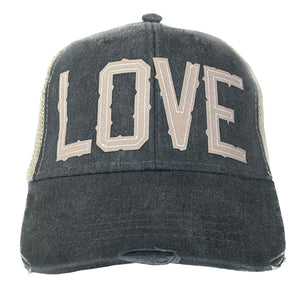 love gray trucker hat
