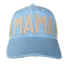 Load image into Gallery viewer, mama baby blue trucker hat

