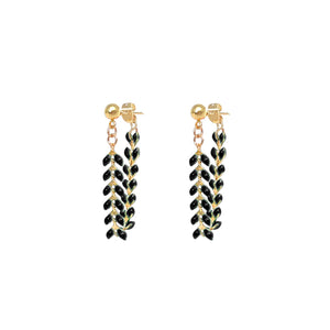 vine black enamel earrings