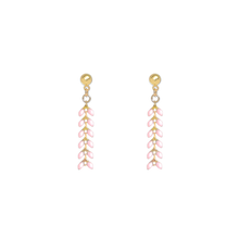 Load image into Gallery viewer, vine blush pink enamel earrings
