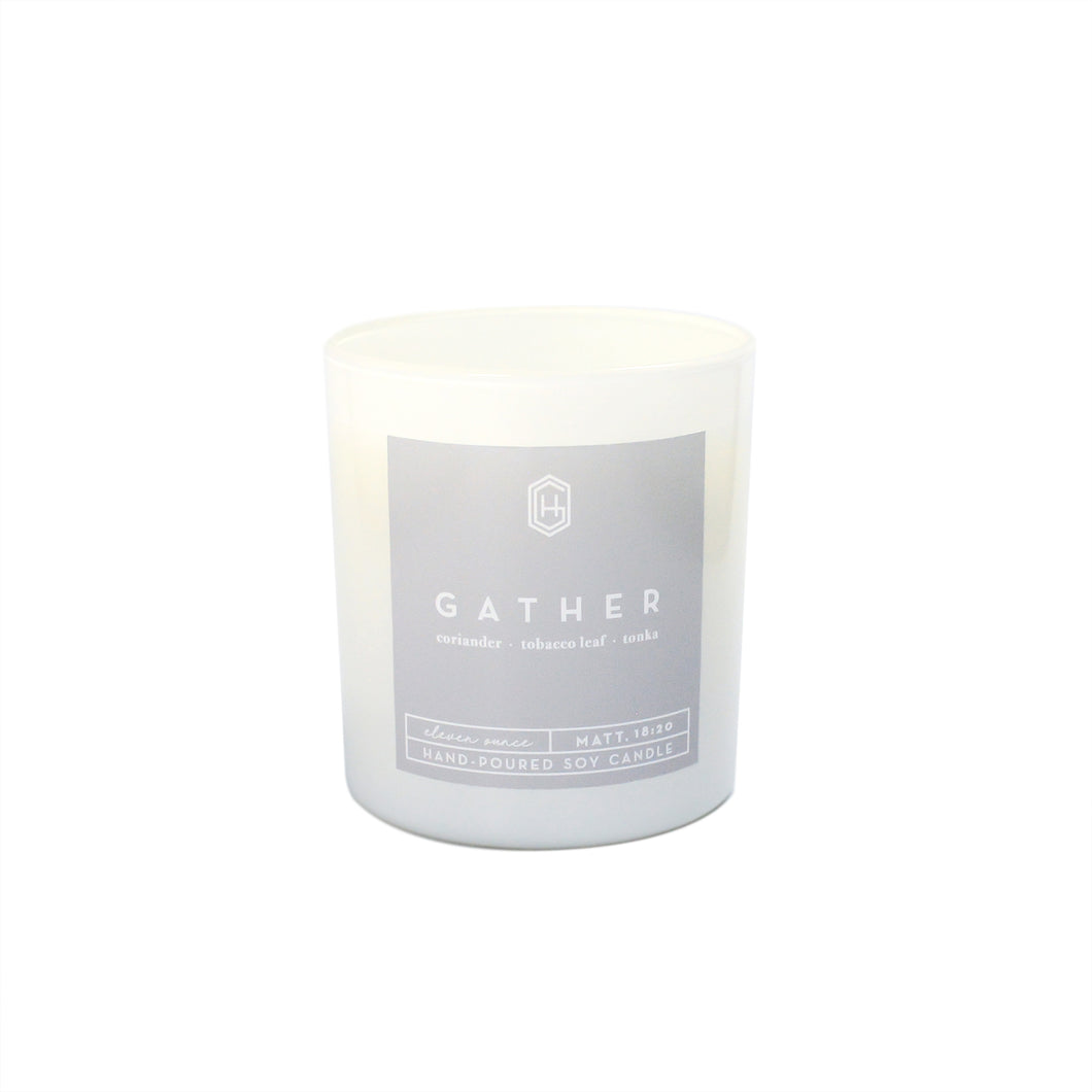Hand-poured, soy candle, 11 ounce, Gather