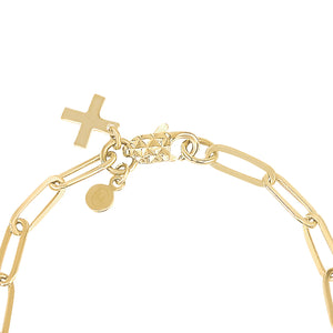 14k gold chain bracelet with cross charm, Christian jewelry
