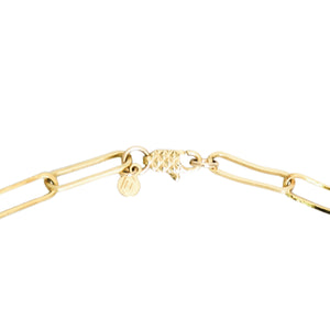 14k gold chunky chain necklace with lock charm and lobster clasp